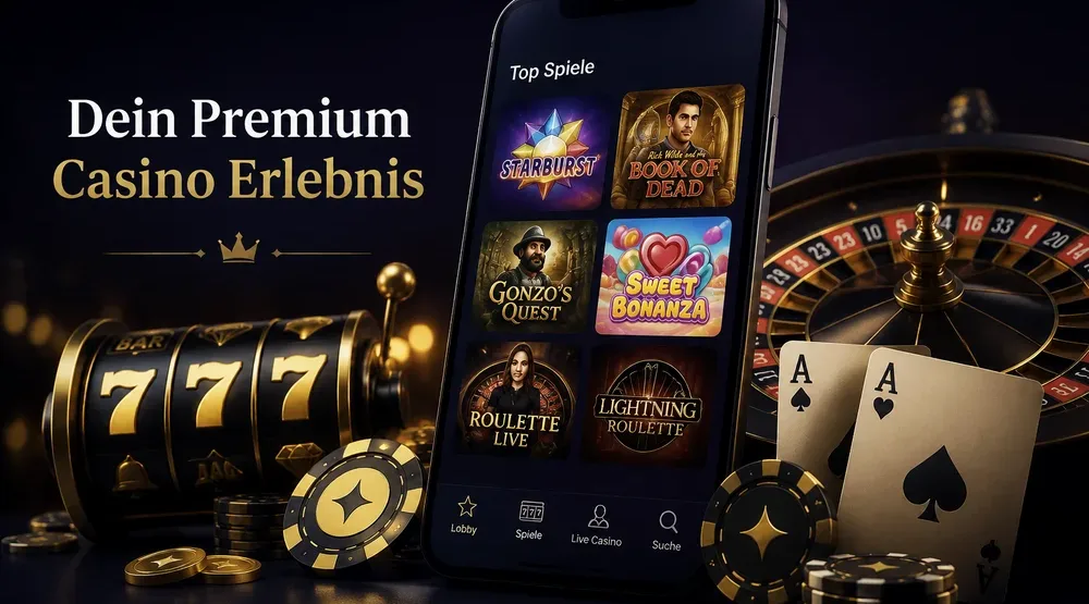 Casino-Plattform Überblick mit Statistiken und Logo