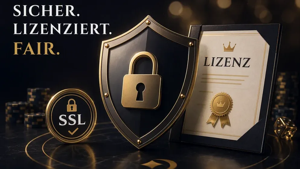 Schloss-Symbol mit Lizenzurkunde und SSL-Badge