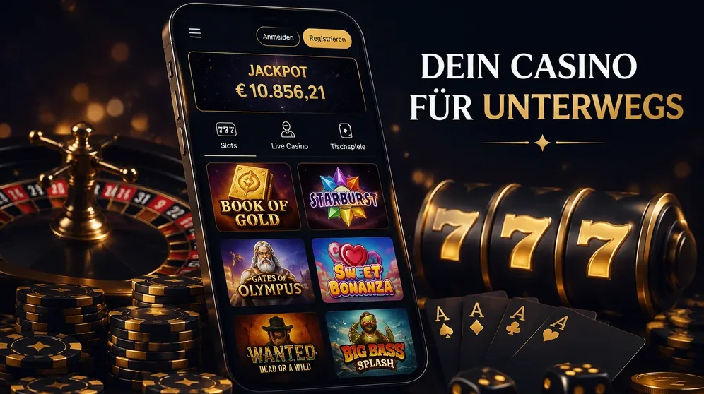 Smartphone mit Casino-Spielen im Browser